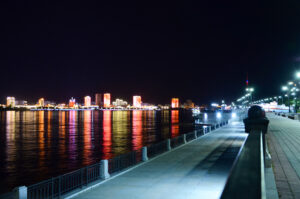 Blagoveshensk Embankment at Night - Image